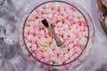 Pink and White Mini Marshmallows in a Bowl Royalty Free Stock Photo