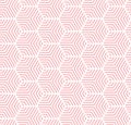 Pink on white multi hexagonal line pattern seamless repeat background