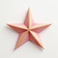 Little Star: Pink Paper Star On White Background