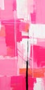 Pink Abstract Painting With Aggressive Brush Strokes