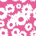 Pink-white pattern with daisies. Millefleurs liberty style. Ditsy floral pattern for printing on fabric, women`s clothes