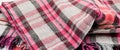 Pink and white plaid fabric texture