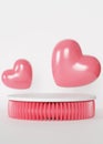 Pink and white podium with hearts. Valentine's Day, Mother's Day, Wedding. Podium for product, cosmetic