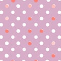 Pink and white polka dot pattern with coral accents on pastel background Royalty Free Stock Photo