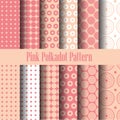 Pink and white polka dot seamless pattern