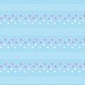 Pink white polka star and white dashed line striped pattern past