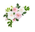 Pink and white rose flowers and buds in a corner arrangement Royalty Free Stock Photo
