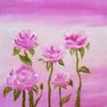 Pink white roses oil painting Royalty Free Stock Photo