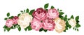 Pink and white roses. Vector illustration.