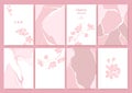 Pink and white, rosy abstract marble stone design. Crack ground, abstract landscape. Sakura, cherry blossoms. Branch