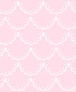 Pink and white scalloped lacy edge embroidery, seamless pattern, vector