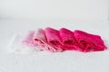 Pink and white textile on white background Royalty Free Stock Photo