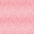 Pink white twig grass with berry seamless pattern illustration Royalty Free Stock Photo