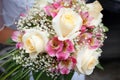 Pink and white wedding bouquet of roses Royalty Free Stock Photo