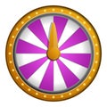 Pink white wheel fortune icon, cartoon style