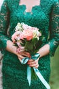 Pink and white and white bride's bouquet