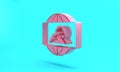 Pink Wide angle picture icon isolated on turquoise blue background. Panorama view. Minimalism concept. 3D render