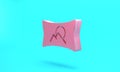 Pink Wide angle picture icon isolated on turquoise blue background. Panorama view. Minimalism concept. 3D render