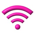 Pink wifi icon 3d cartoon vector. Internet signal