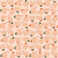 Pink wildflowers seamless pattern. Summer floral repeat cover. Botanic loop ornament. Flower bud vector hand drawn illustration