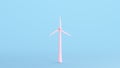 Pink Wind Turbine Sustainable Renewable Green Energy Electricity Environmental Farm Generator Technology Kitsch Blue Background