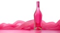 Pink wine bottle with pink cloth