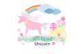 Pink unicorn Birthday greeting card