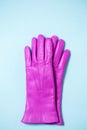 Pink winter gloves of leather Royalty Free Stock Photo