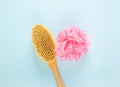 Pink Wisp Bast Wooden Brush Bathroom Accessories Royalty Free Stock Photo