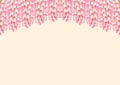 Pink Wisteria isolated on Beige Background with copy space. Vector Illustration