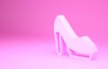 Pink Woman shoe with high heel icon isolated on pink background. Minimalism concept. 3d illustration 3D render Royalty Free Stock Photo
