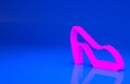 Pink Woman shoe with high heel icon isolated on blue background. Minimalism concept. 3d illustration. 3D render Royalty Free Stock Photo