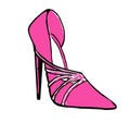 Pink women`s high-heeled shoe on a white background Royalty Free Stock Photo
