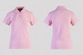 Pink womens blank polo shirt, front and back view