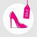 Pink womens shoe with sale label