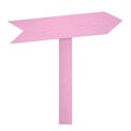 Pink wooden signpost with arrow-shaped pointer isolated on white Royalty Free Stock Photo