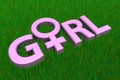 Pink Word Girl On Grass/Gender Symbol