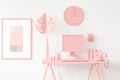 Pink workspace in teenage room