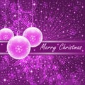 Pink xmas balls on purple Royalty Free Stock Photo