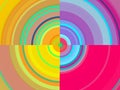 Pink yellow blue circular playful lines geometries, background