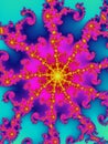 Pink, yellow, blue fractal design with ornaments - Artistic pattern, creative, computer generated art, wallpaper, background