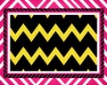 a pink and yellow chevron pattern with a black frame