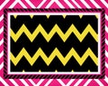 a pink and yellow chevron pattern with a black frame Royalty Free Stock Photo