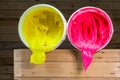 pink and yellow colors of ink for print tee shirt Royalty Free Stock Photo
