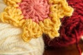 Pink and Yellow Crocheted Flower