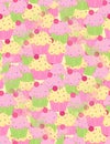 Pink Yellow Cupcakes Seamless Background