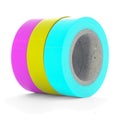 Pink, yellow, cyan insulation tape coils isolated on white background Royalty Free Stock Photo