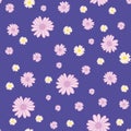 Pink, yellow daisies ditsy seamless pattern design. Royalty Free Stock Photo