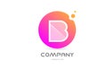 Pink yellow dots B alphabet letter logo icon with transparency. Creative template for company