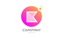 Pink yellow dots K alphabet letter logo icon with transparency. Creative template for company